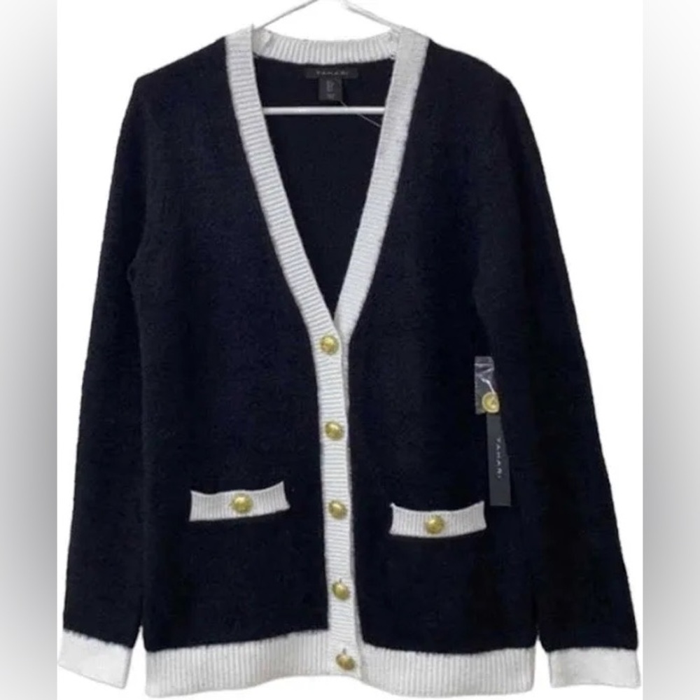 Tahari black/white cardigan
